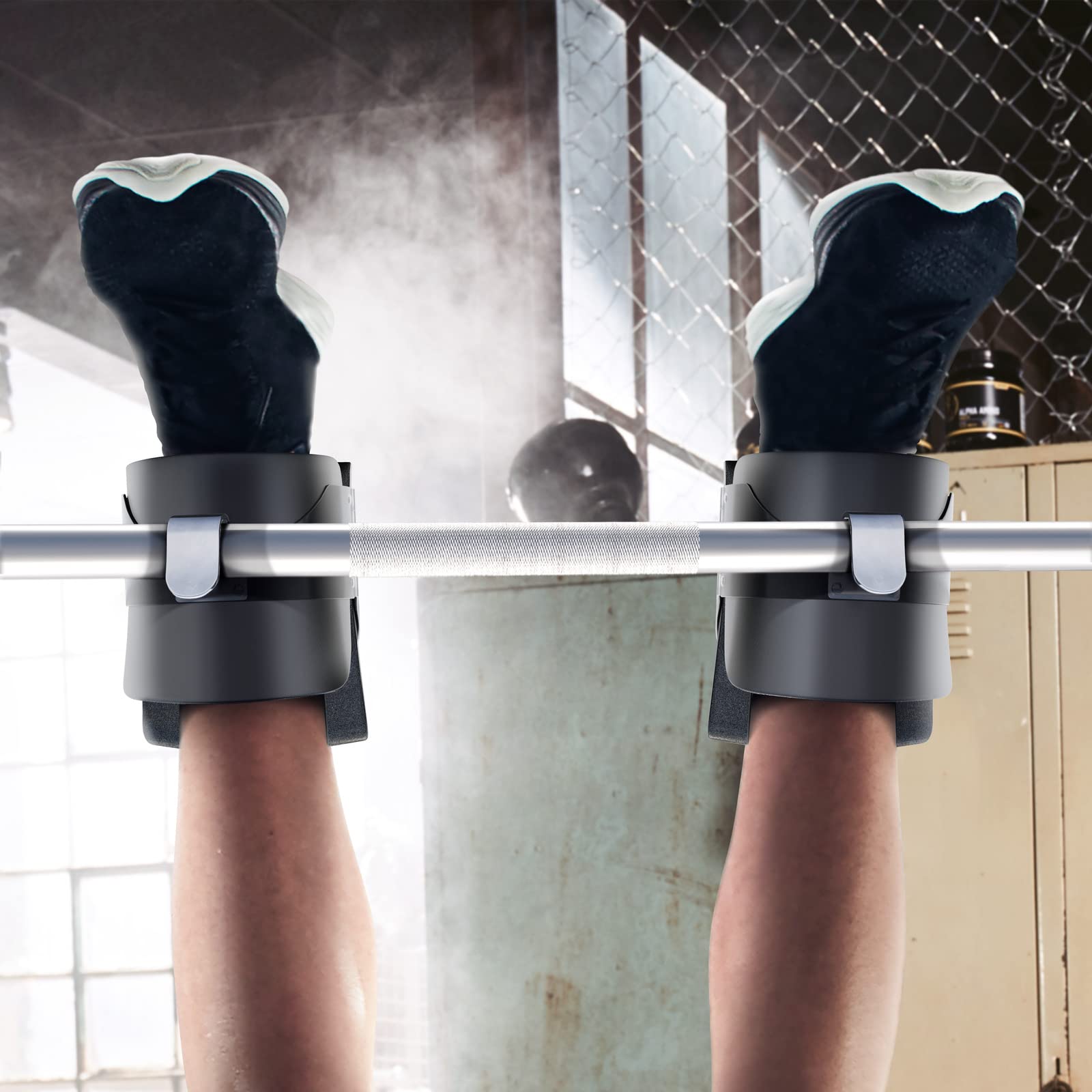 Gorilla Sports Botas de Gravedad para Inversión, Ganchos de Acero, Cierre de Seguridad, Compatible con Barras de 30 mm
