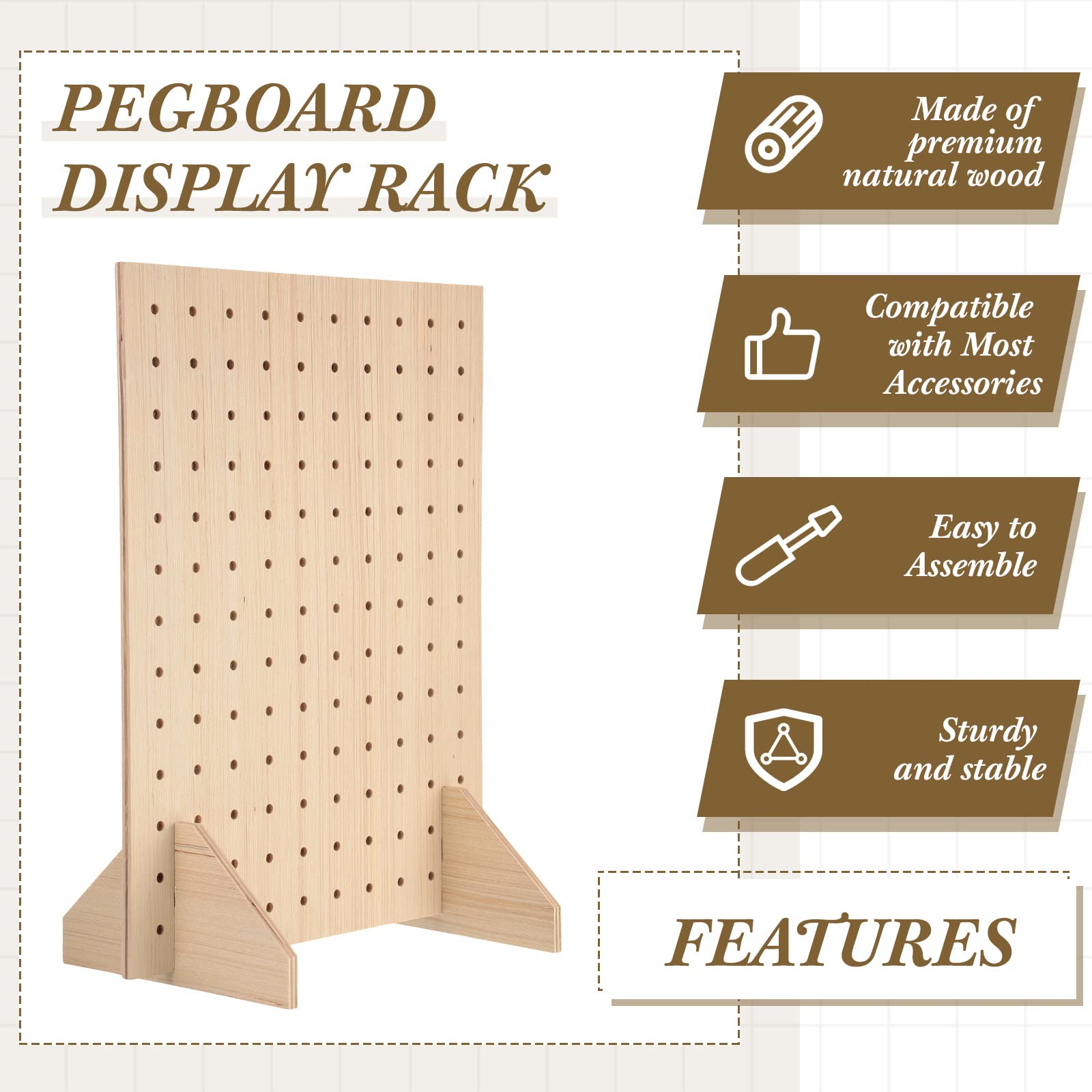 Wooden Pegboard Display Stand 17x13 - Rustic Jewelry Display For Craft Shows & Retail