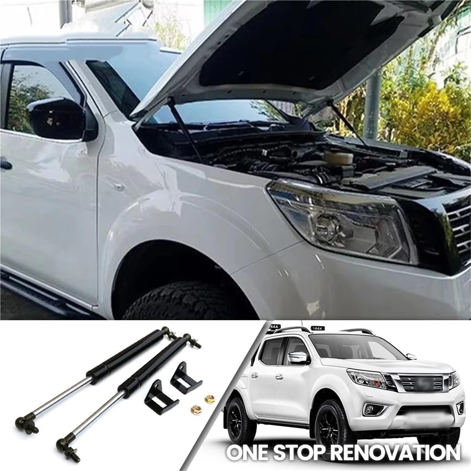 Pasuje do Nissana Navara NP300 D23 2014-2019, 2 szt. przednich amortyzatorów maski, amortyzatorów gazowych Gas Struts