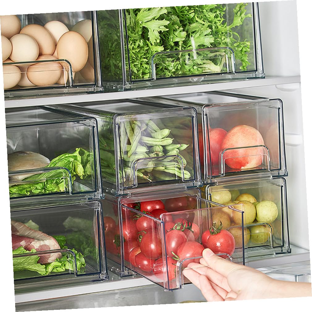 Caja de Almacenamiento de Gran Capacidad para Refrigerador en Pet Transparente Organizador Multipropósito para Verduras y Queso Rallado en Encimera o Despensa