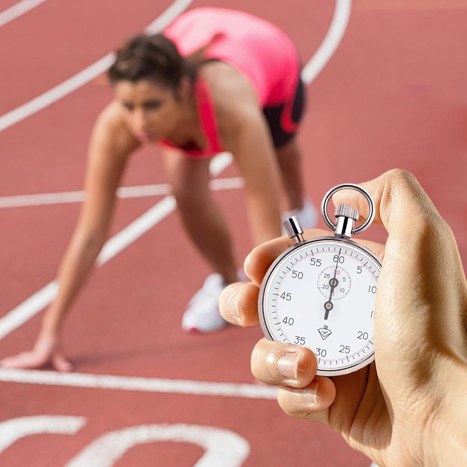 Stop Watch Stainless Steel Mechanical Analog Stopwatch with Pause Handheld Timer for Running, Training & Experiments