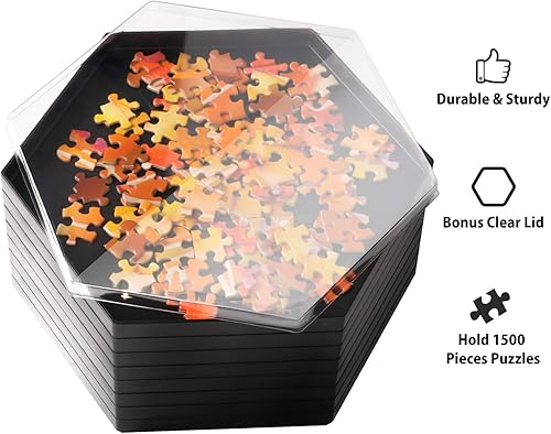 Miniatura 4 de Becko US Bandejas apilables para clasificar rompecabezas, clasificadores de rompecabezas con tapa, accesorio de rompecabezas para hasta 1500 piezas,