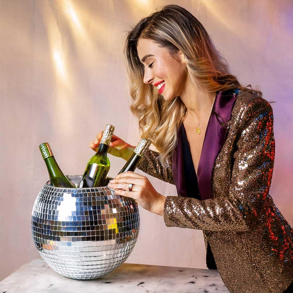 MikaMax Seau à Glace - XL 11L - Seau à Vin Argenté Effet Miroir - Refroidisseur de Boissons pour Fête - 27,5 cm