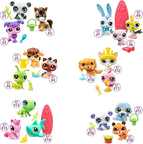 Miniatura 2 de Littlest Pet Shop, Pet Surprise Trios - Gen 7, Pets #1 - #18, Auténtica figura de cabeza Bobble LPS, juguete de imaginación coleccionable animal,
