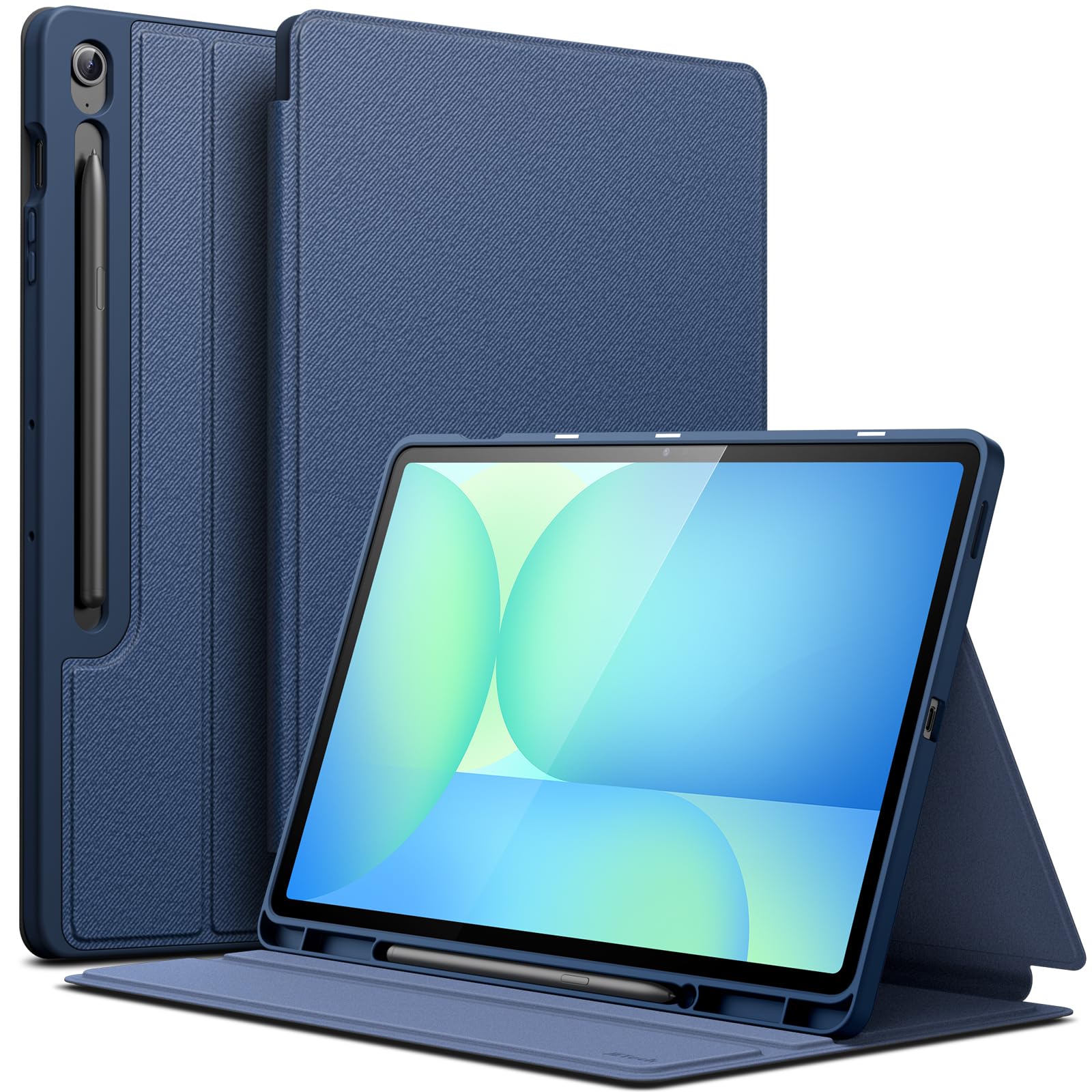 JETech Hülle für Samsung Galaxy Tab S10 FE Plus/S10 FE+ 13,1 Zoll mit S Pen Halter, Dünn Folio Ständer Tablet Schutzhülle, Multi-Winkel Ansehen (Navy)