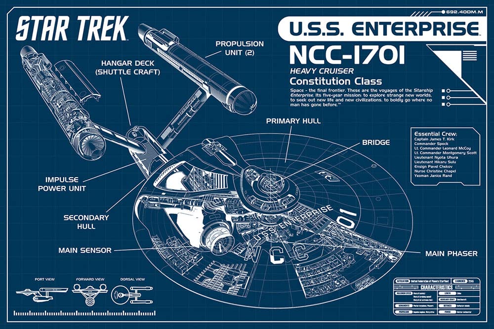 Amazon.com: Star Trek - Enterprise NCC170 Blueprint - Laminated