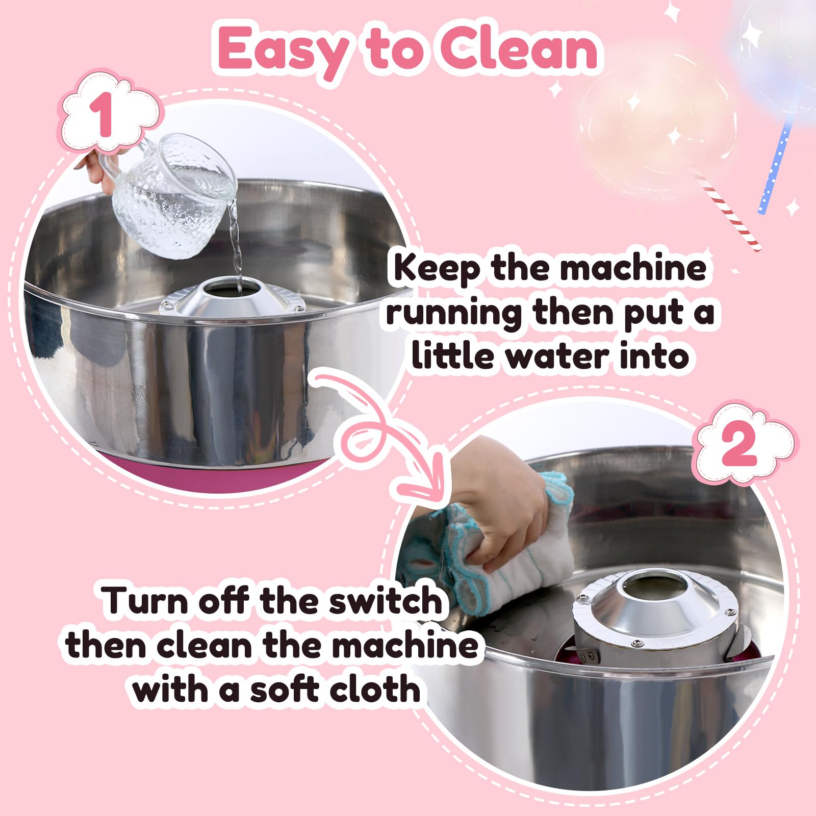 Máquina profesional de algodón de azúcar de 1000 W, ideal para postres comerciales, perfecta para cumpleaños, fiestas, salones, mercados y actividades familiares. Rosa.