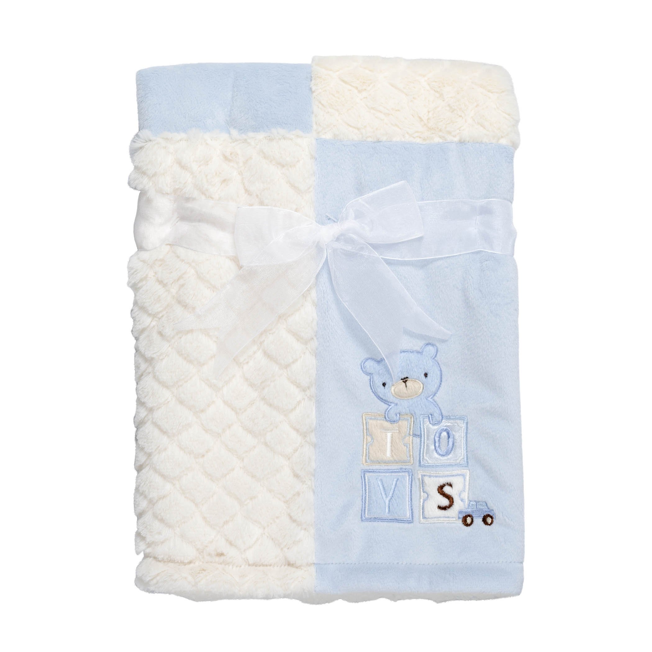 Kyle And Deena Baby Patch Blanket With Blue Bear Applique