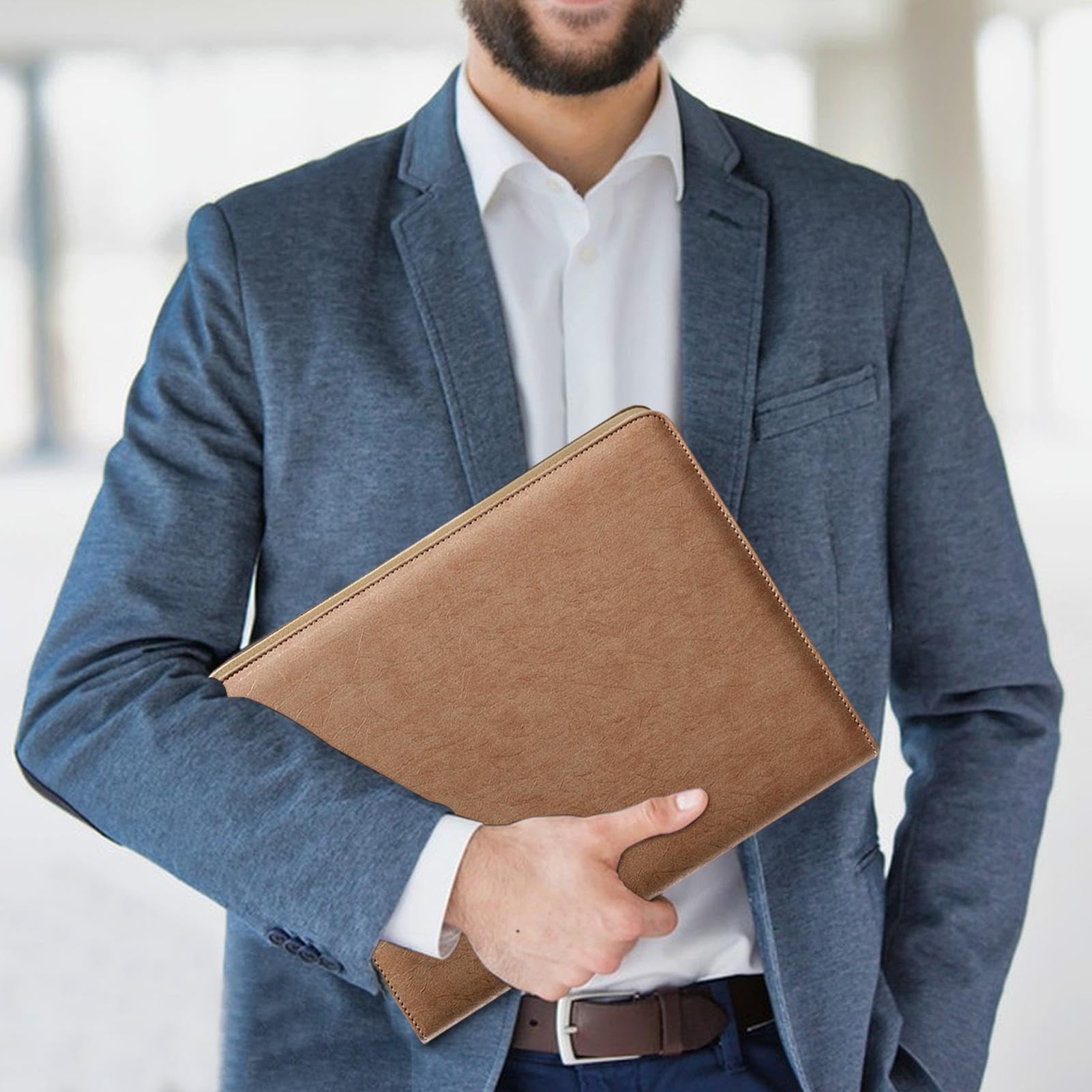 Padfolio pour hommes en cuir PU organisateur de documents fentes pour