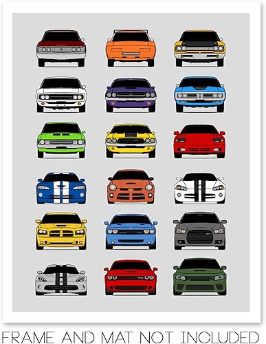 Vista 26 de Handmade Poster compatible with Dodge Charger Generations and Print of Dodge Charger - Multi, 11x14" Metallic Print (Unframed) - Gift for Car 3A.