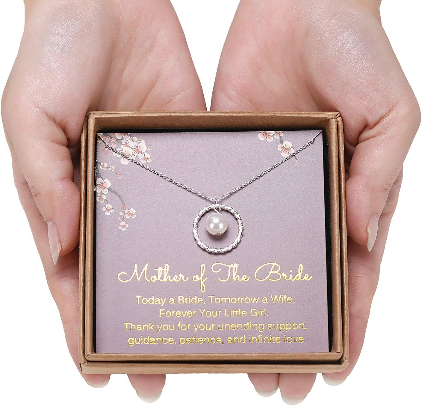 Mother of the Bride Gift - Sterling Silver Twisted Eternity Ring with Pearl Wedding Necklace Mothers Day Birthday Christmas Gifts Mother of The Bride Gift - Image 5