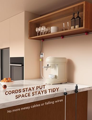 Miniatura 5 de JOYROOM - Paquete de 8 clips de silicona para cables 1s bloqueo a presión lateral Gestión de cables de escritorio, cargador de teléfono adhesivo