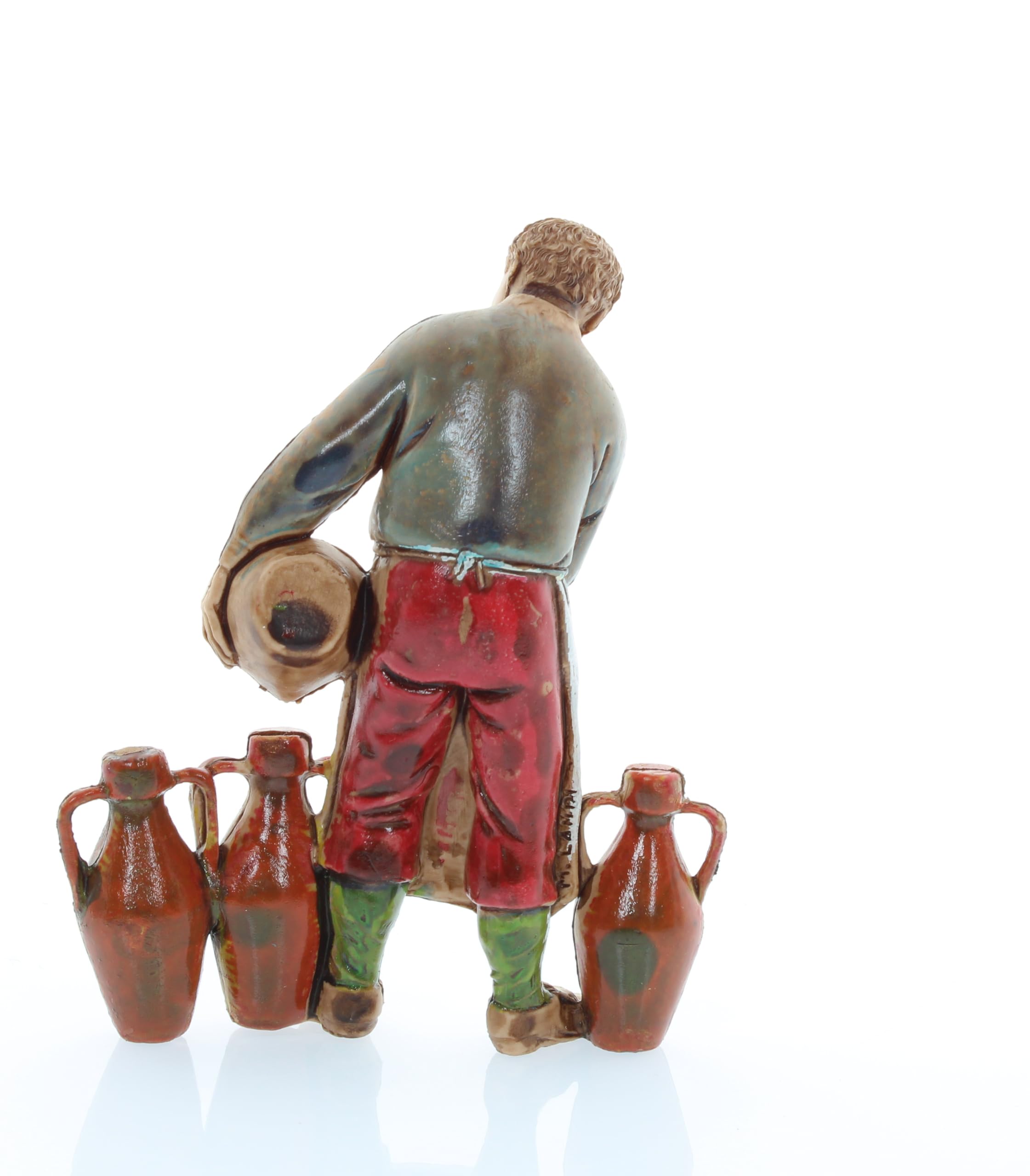 Moranduzzo Statuina Presepe Contadino Con Doni H 6,8 Cm - Scala 1:20 Per Presepe 10 Cm - Artigianale Italiano