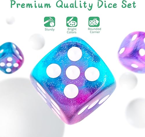 Miniatura 43 de Juego de 36 dados mini de 0.472 in, 6 caras, juego de dados con patrón de perlas, 6 dados estándar para Yahtzee, Bunco o enseñanza de matemáticas