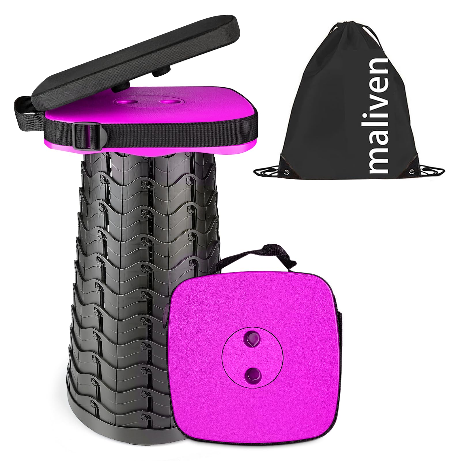 Photo 1 of maliven Foldable Camping Stool with Cushion, Portable Folding Stool with Nylon Bag, Collapsible Stool for Adults Portable, Max Load 550 LB