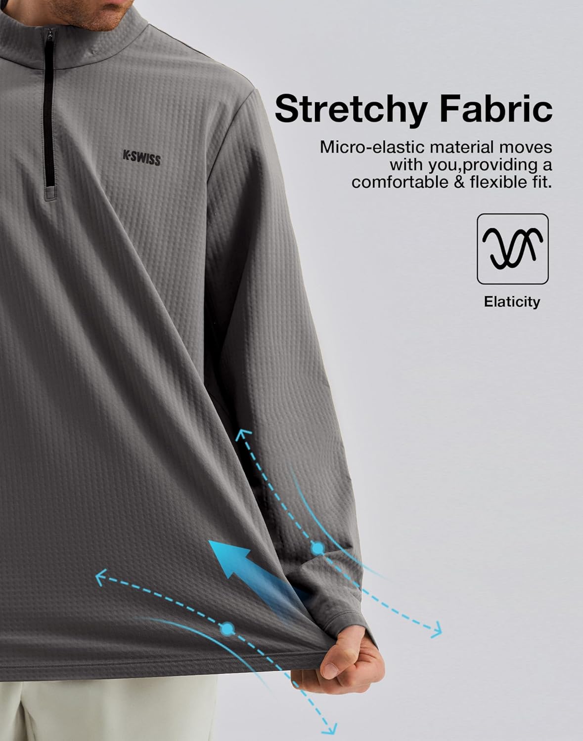 K-Swiss Men's Quarter Zip Pullover - Mock Neck Sweatshirt Golf Casual Long Sleeve Shirt - Image 4