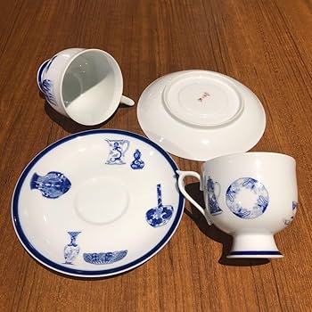 Amazon.co.jp: 深川製磁 ブルーチャイナ カップ&ソーサー コーヒー