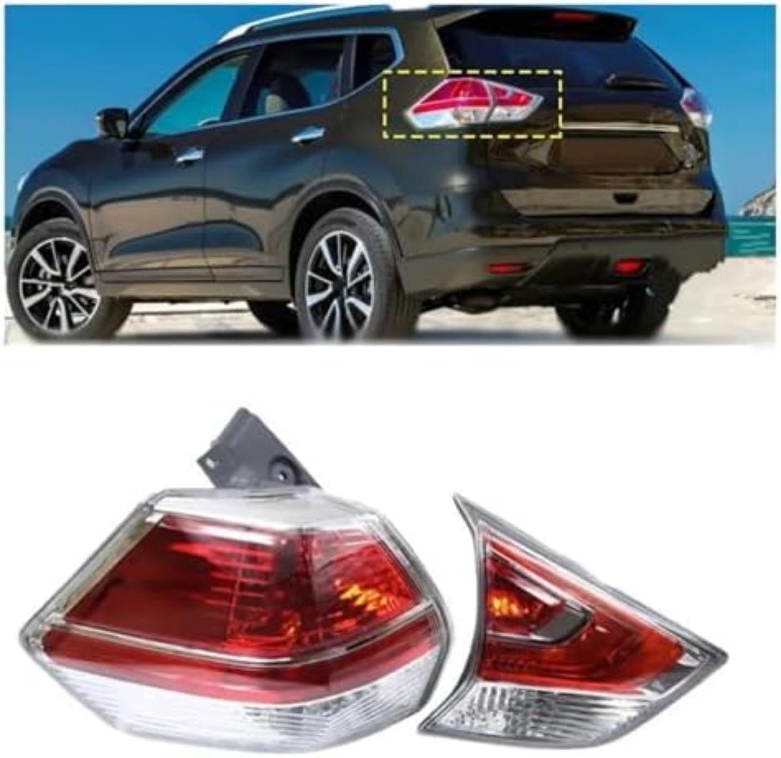 Riflettore paraurti posteriore Fanale posteriore per auto Fendinebbia Stop Freno Indicatore di direzione senza lampadina Accessori auto, per X Trail T32 2014-2016 (Only Inside Left)