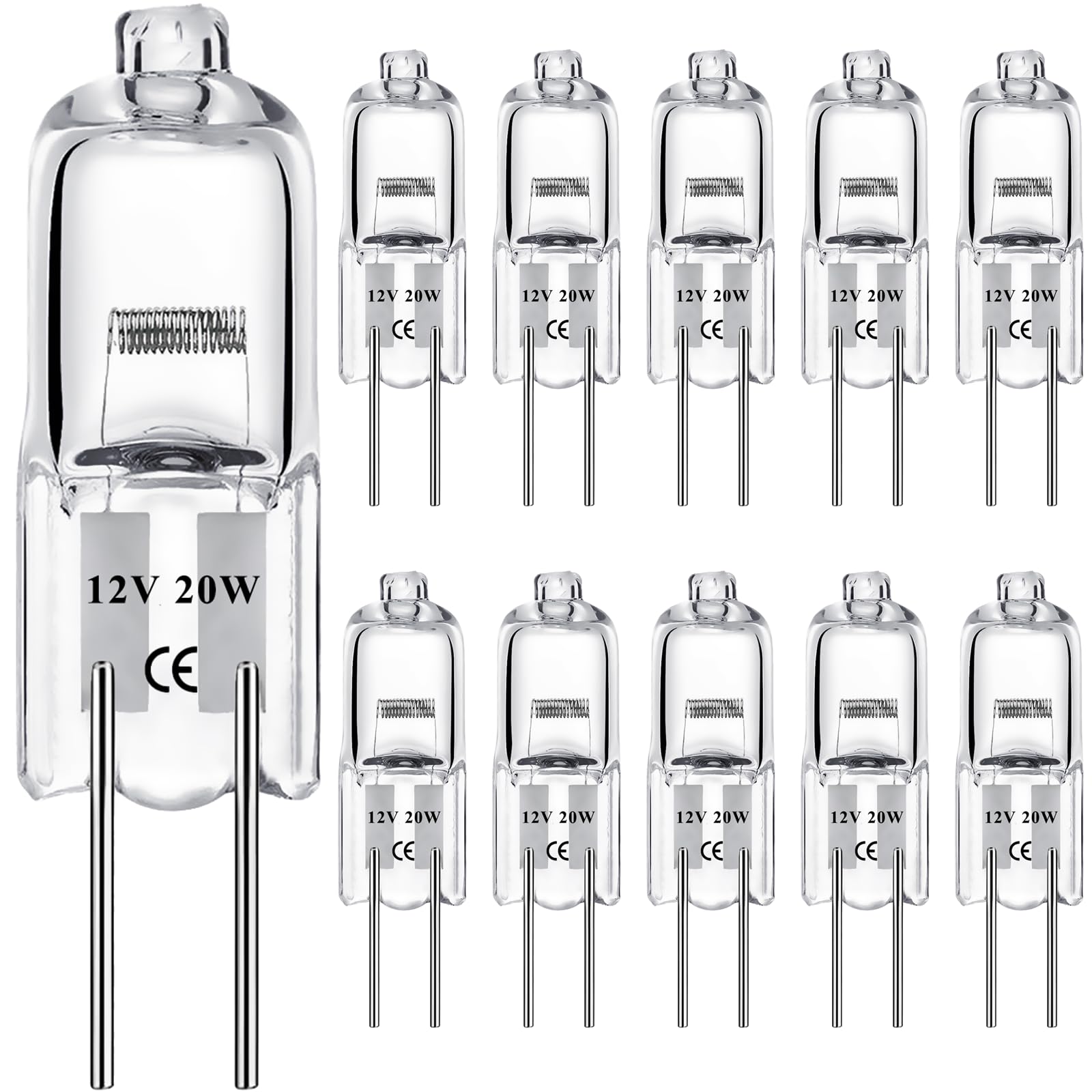 g4 Halogen,G4 Halogen Leuchtmittel 10er Pack, Halogenlampen 2800k, Halogen 12V 20W, G4 20 Watt, G4 Glühbirne Warmweiß