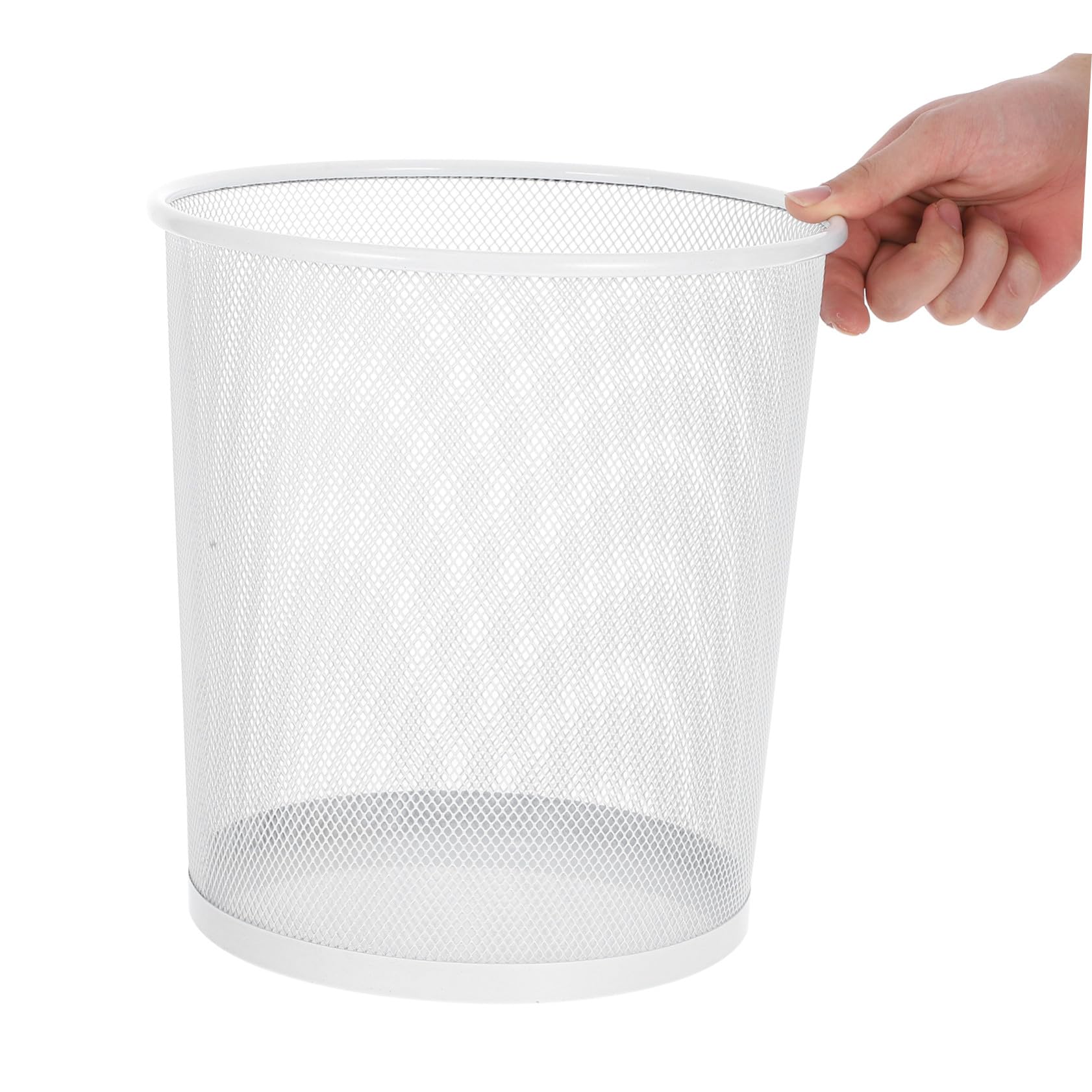 Cestino per Rifiuti in Ferro Grande Apertura Design Elegante Semplice per Ufficio e Casa Capacità Ampia Colore Bianco
