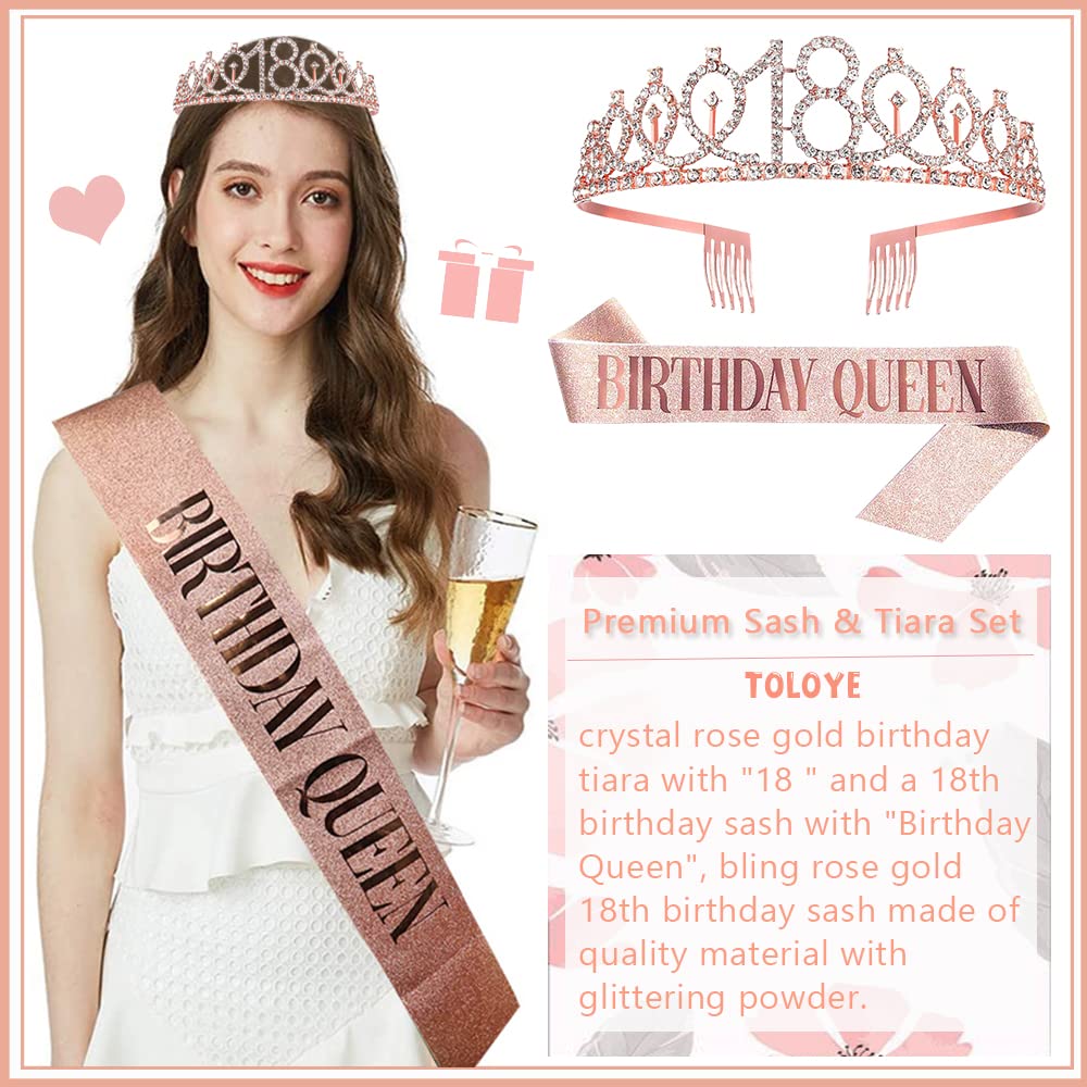 Corona E Fascia 18° Compleanno Oro Rosa Con Strass - Set Regalo Per Ragazza - Foto 2