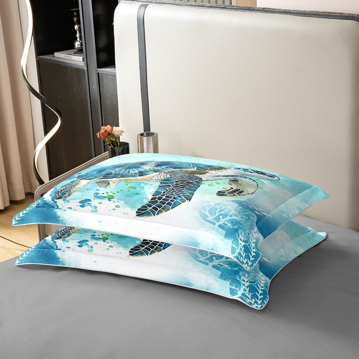 Feelyou Sea Turtle Blue Teal Bedding Set Full Size Kids Ocean Comforter Cover Set for Boys Girls Teens Beach Coastal Duvet Cover 100% Cotton Animal Bedspread Cover Room Decor Quilt Cover