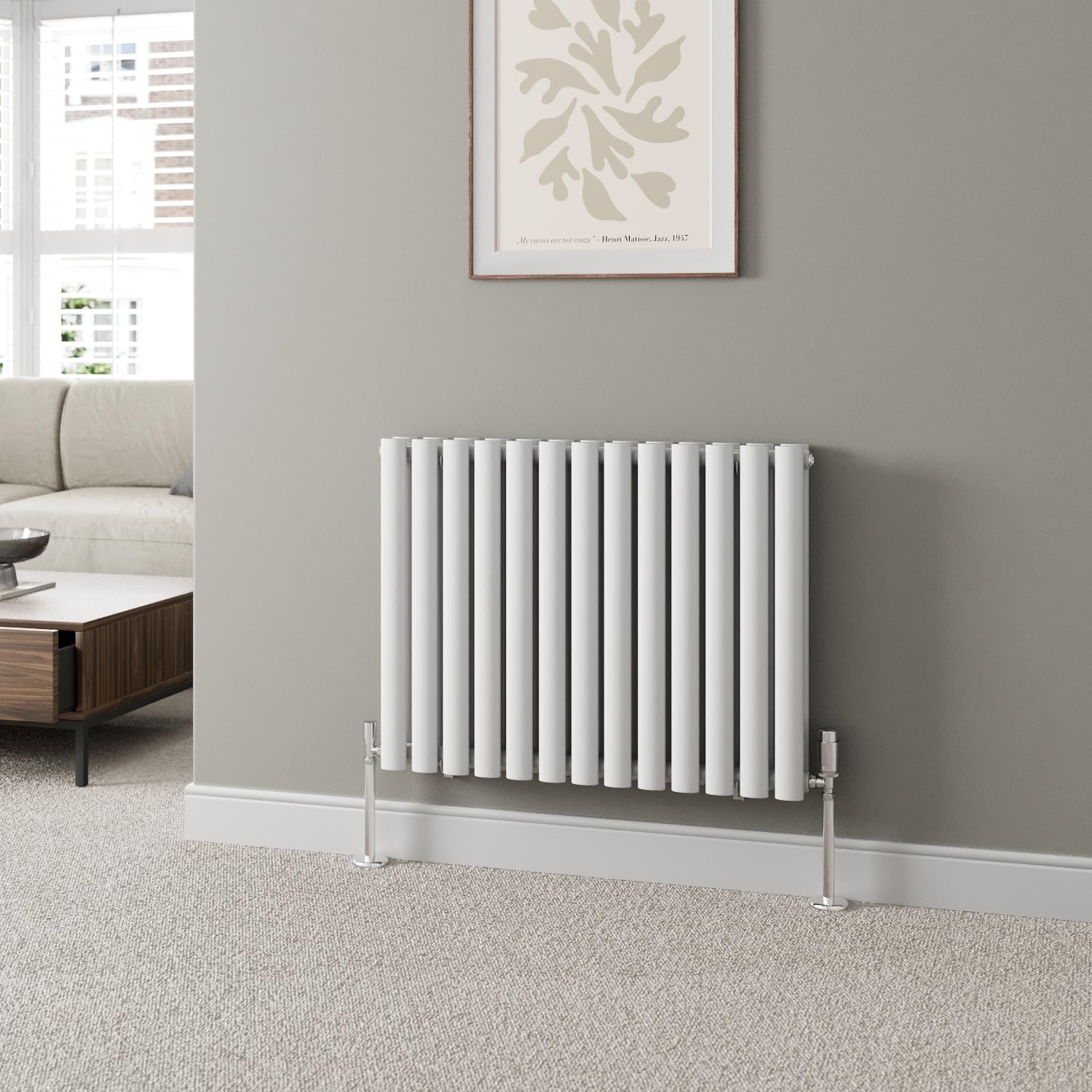 DuraTherm® 600 x 780mm White Horizontal Designer Radiator Double Column Oval Tube Modern Central Heating Panel Bathroom Radiators