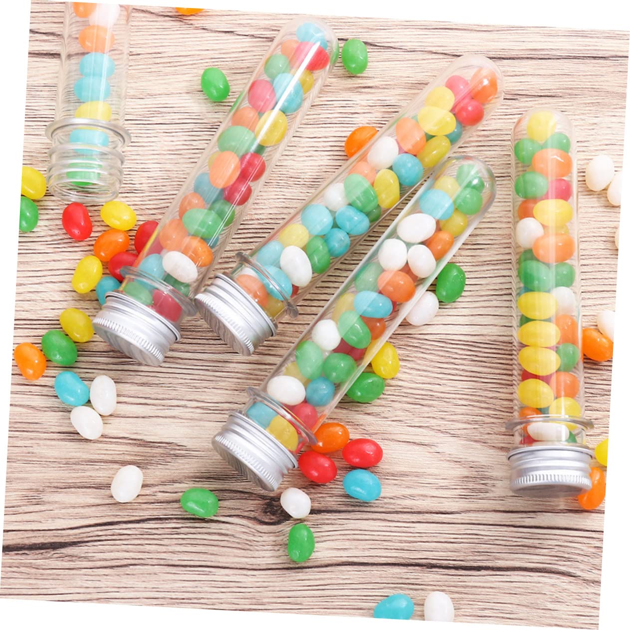 Beaupretty 50 Piezas Botella de Tubo de Ensayo para Baño y Dulces Transparente Tubos de Almacenamiento de Pet de Ensayo