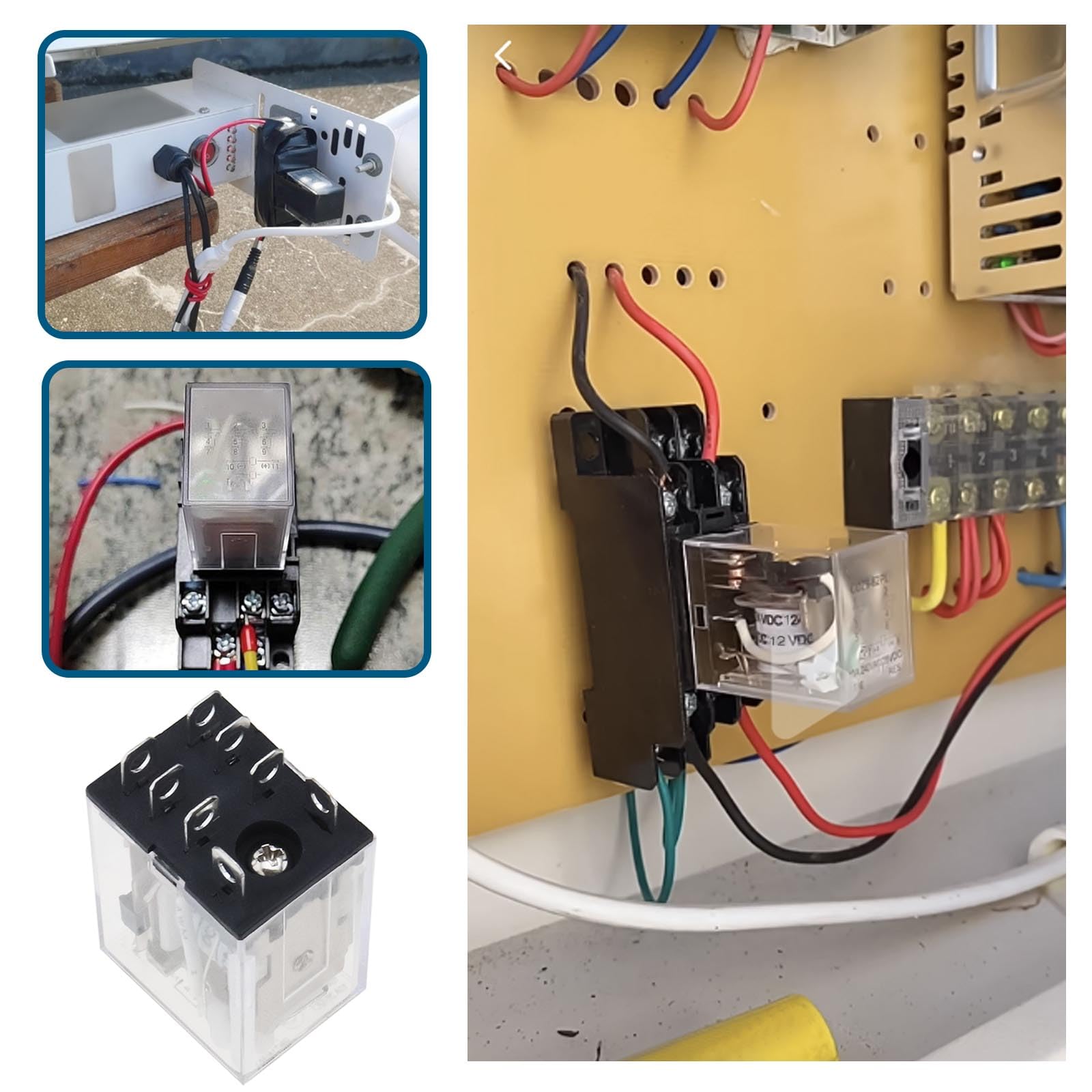 2pcs DC 12V Voyant LED Bobine Relais Puissance Électromagn. 8 Broches Prise à Bornes pour Relais Ind. Moteurs Comp./Vent.