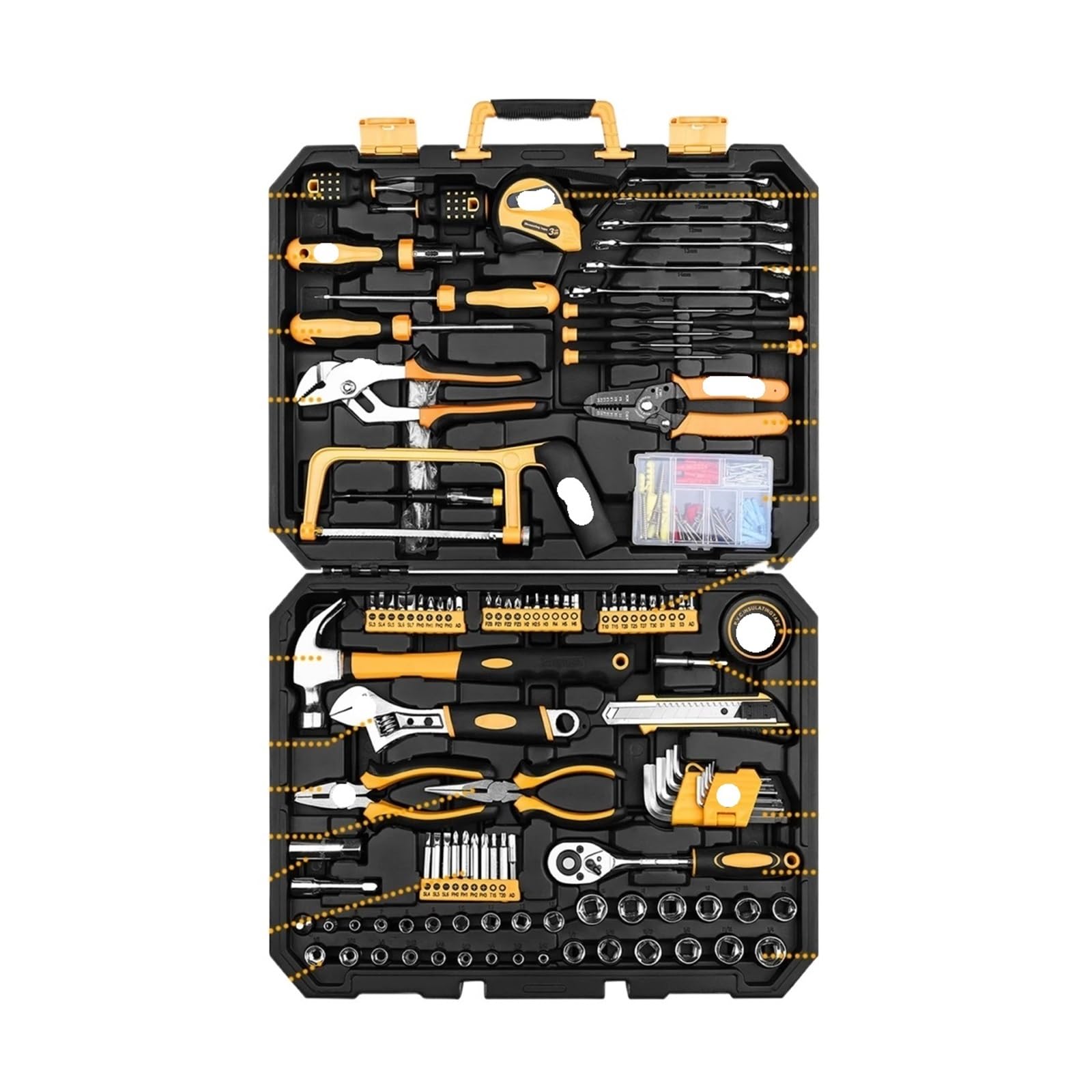 Khfgdhg 198Psc 192Pcs 198Pcs Professional Car Repair Tool Set Ratchet Spanner Screwdriver Socket Mechanics Tools Kit(198Psc)
