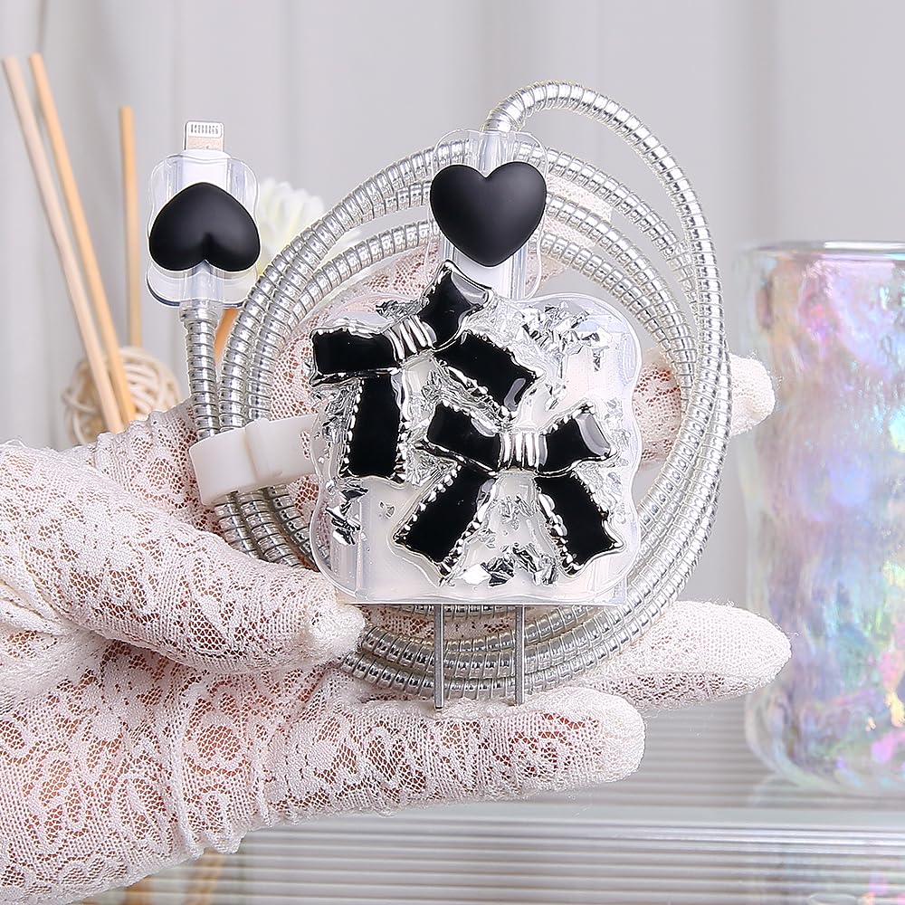 SDTAHEAD Charger Protector Compatible with iPhone 18W/20W Charger Adapter Cute 3D Wave Pattern Design USB Data Line Protector Lightning Cable Cover