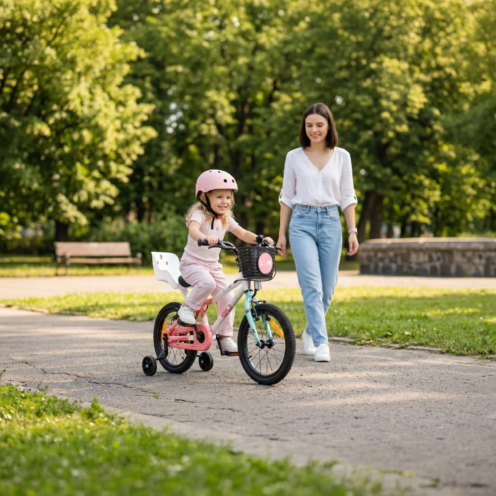 sun baby LOOFI Bicicleta niño y niña 12, 14 o 16" | Para 2–6 años, cuadro de aluminio ligero, ruedines, cesta, timbre y pegatinas