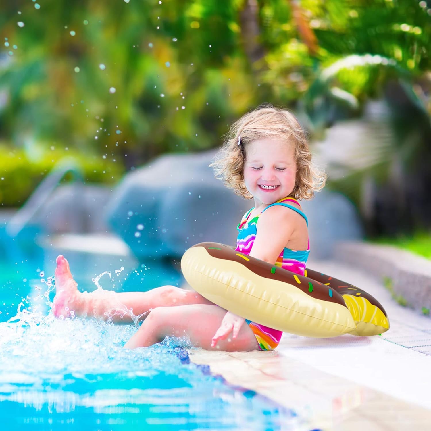 2 Pack Pool Floats for Kids, 26.3 Inch Donut Inflatable Pool Floats Swim Tubes Rings, Floating Swim Rings for Summer, Pool, Swim Raft, Games, Beach Party Decorations : Toys & Games