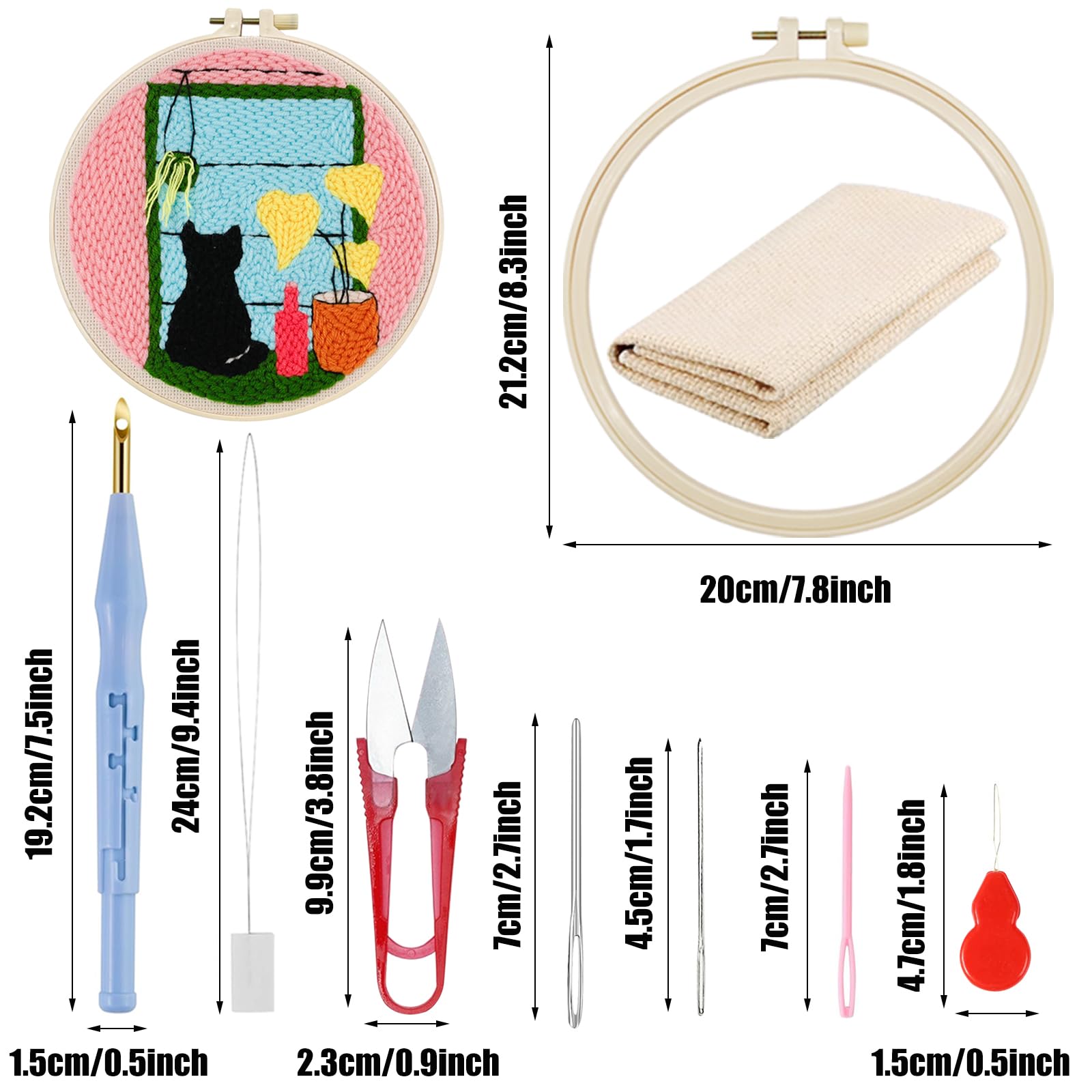 Woohome Punch Needle Kit, Kit per Ricamo con Ago Istruzioni, Strumento di Ricamo per Principianti per Principianti Adulti (Gatto e Vaso)