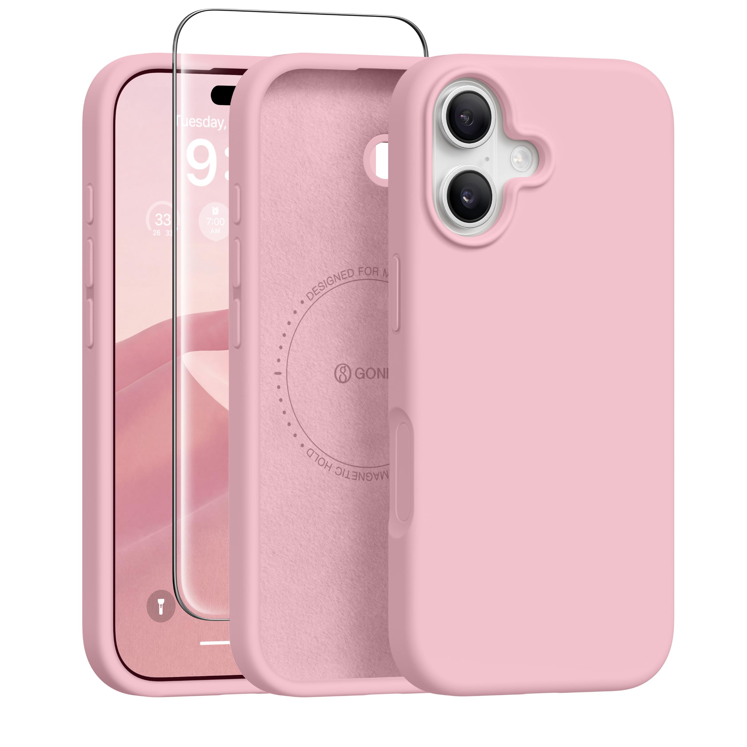 GONEZ Magnetic for iPhone 17 Case, Silicone Cover Peach Pink
