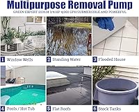 Vista 7 de Green Expert - Bomba sumergible de sumidero de 3/4 HP, máximo 4000 GPH, interruptor de flotador ajustable de alto caudal, manual automático para una