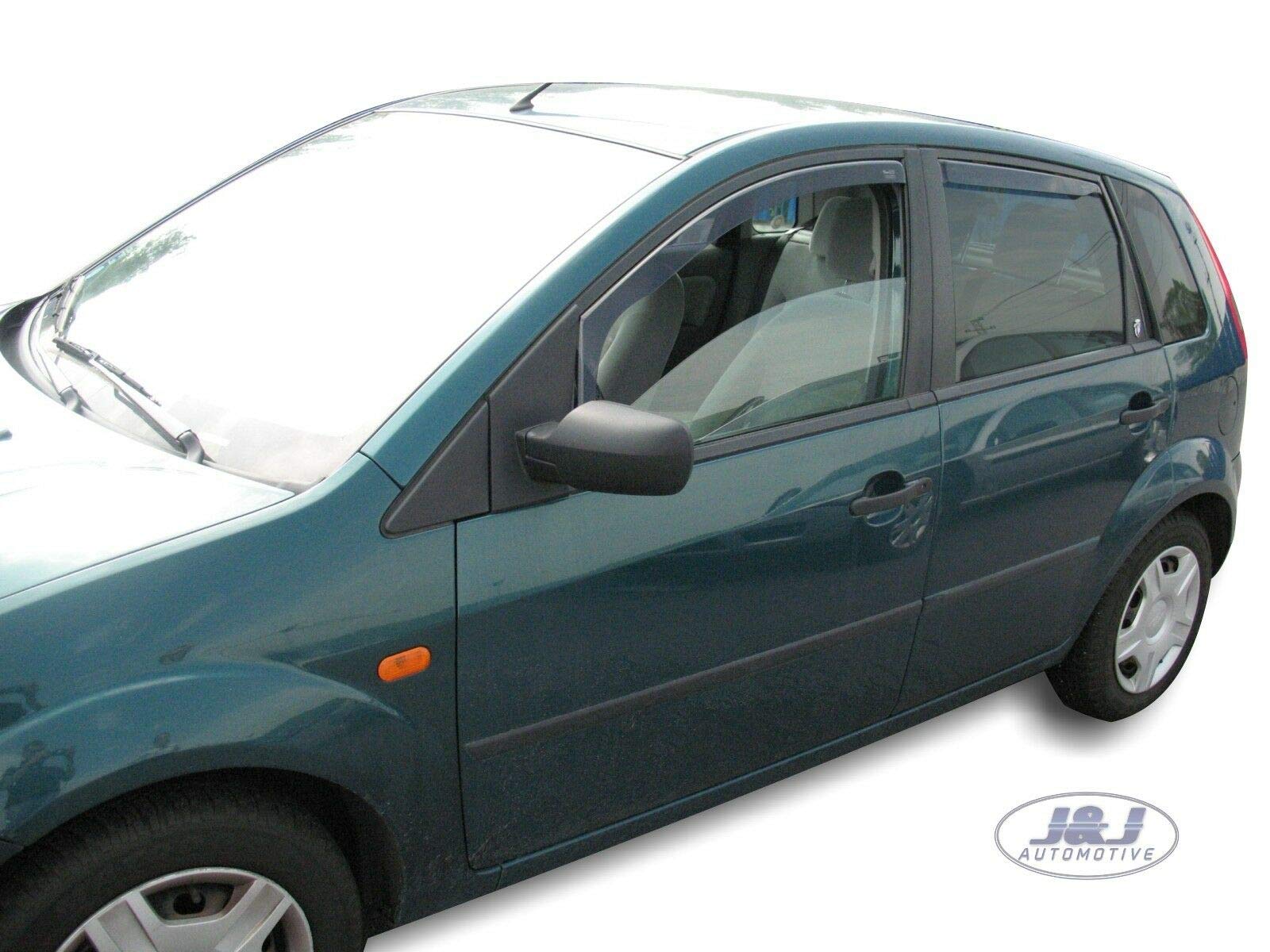 J&J AUTOMOTIVE Deflettori d'Aria per Ford Fiesta 6 5-Porte Berlina 2002-2008, Set da 4 Pezzi, Nero Fumé Oscurato Heko