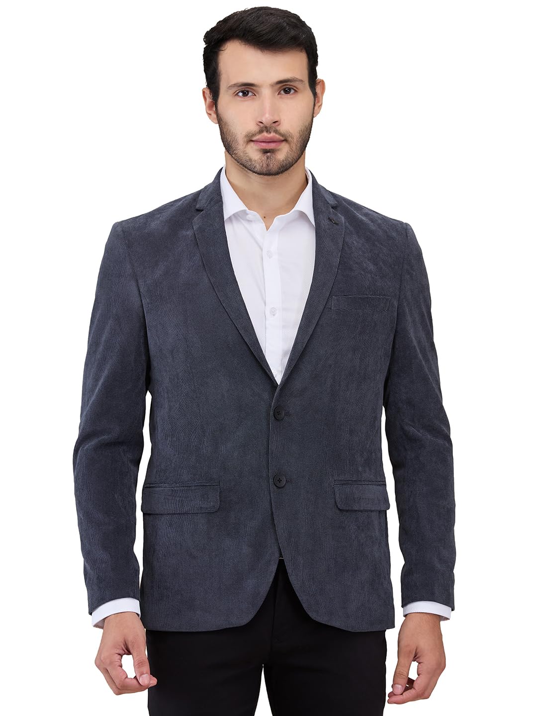 park avenue Men Slim Fit Corduroy Pattern Pure Polyester Notch Lapel Full Sleeve Formal Blazer-picture-10