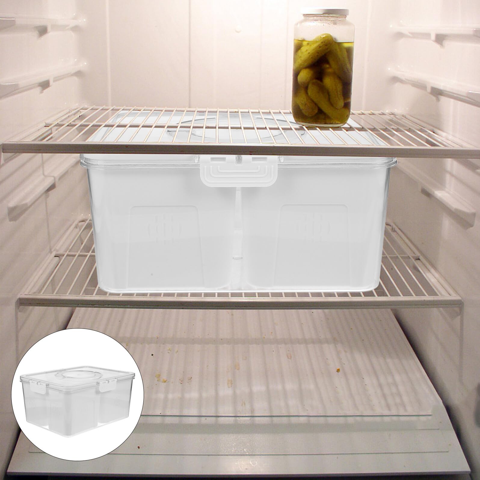 Kühlschrank Lebensmittelorganizer aus Kunststoff mit Mehreren Fächern | Frischeboxen für Lebensmittel, Wiederverwendbarer Behälter, Leicht zu Reinigen und Transparent Sichtbar