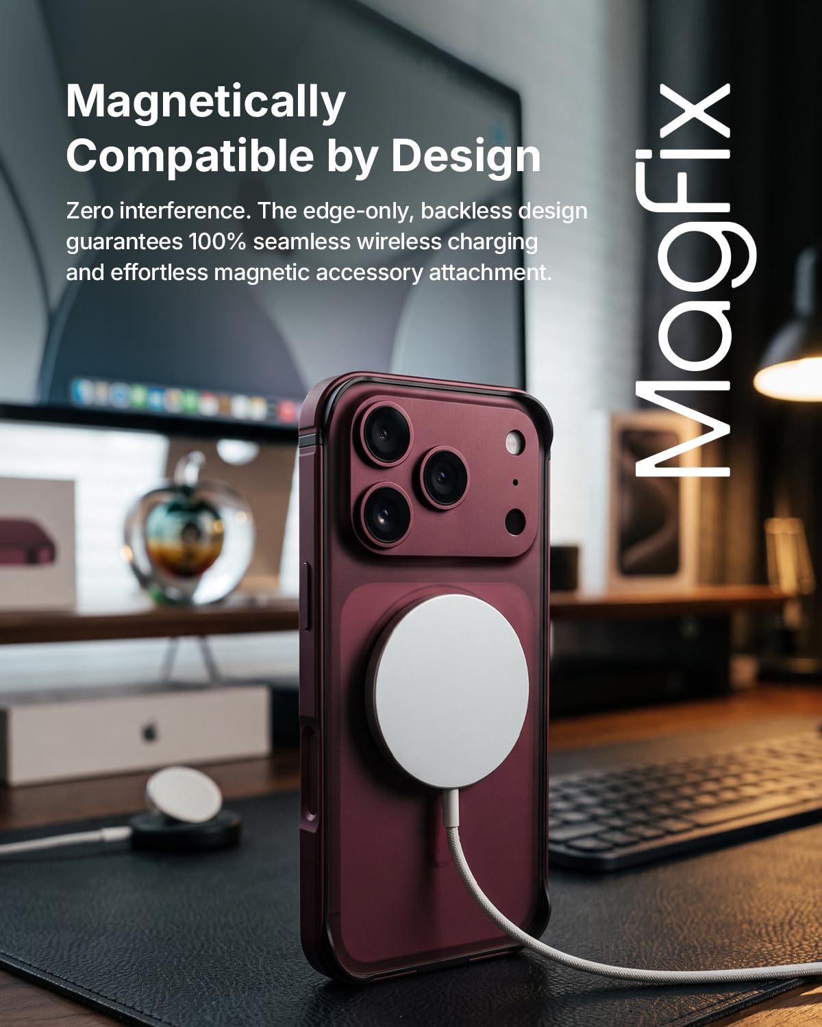 RAEGR Case | Anodized Aluminum Bumper | Compatible with iPhone 18 Pro Max/iPhone 17 Pro Max | Supports Magnetic Wireless Charging | Edge Armor Protective Minimal Case - Burgundy — Amazon image 3