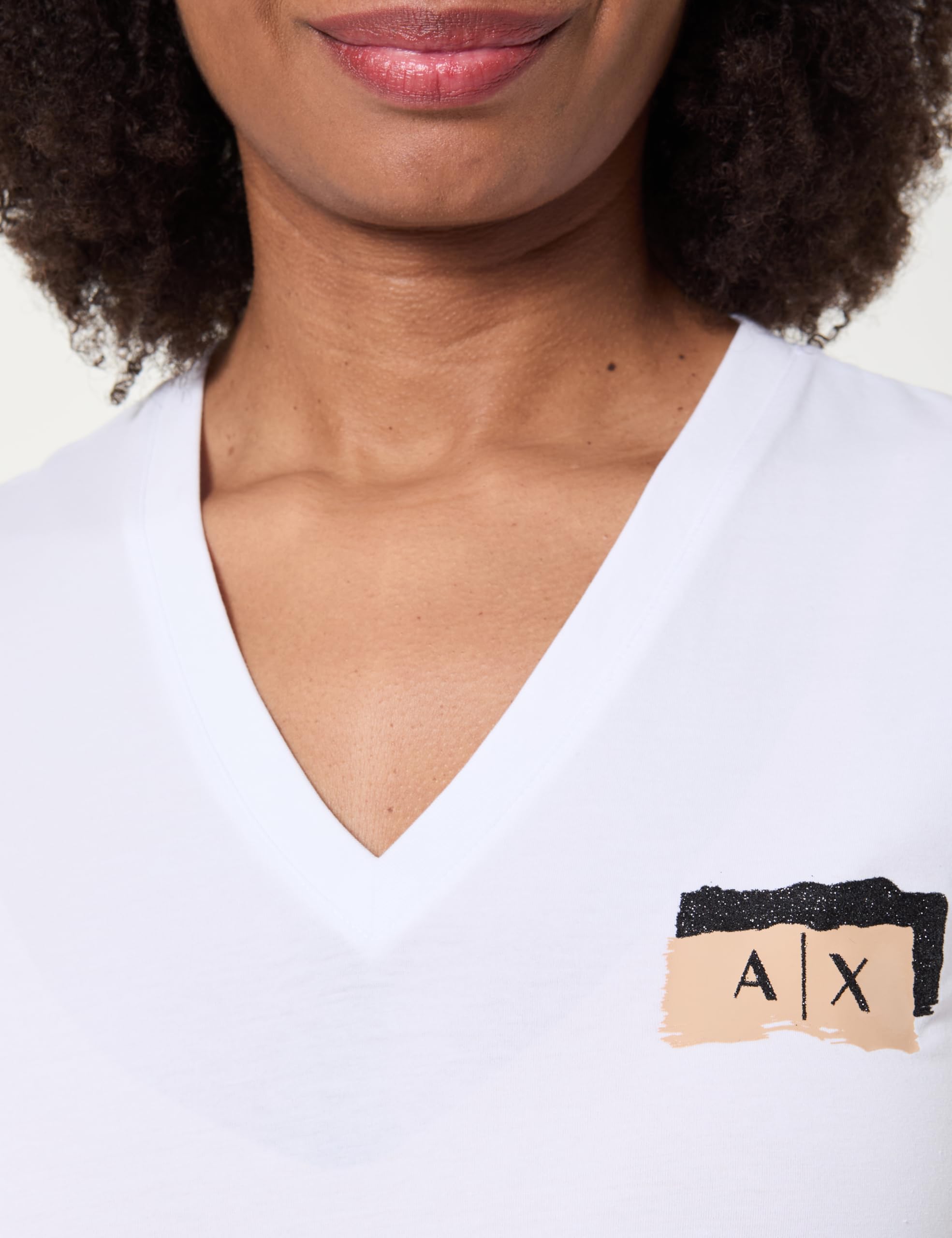 Armani Exchange Damen Salin De Giraud, Shiny Color Contrast Logo T-Shirt