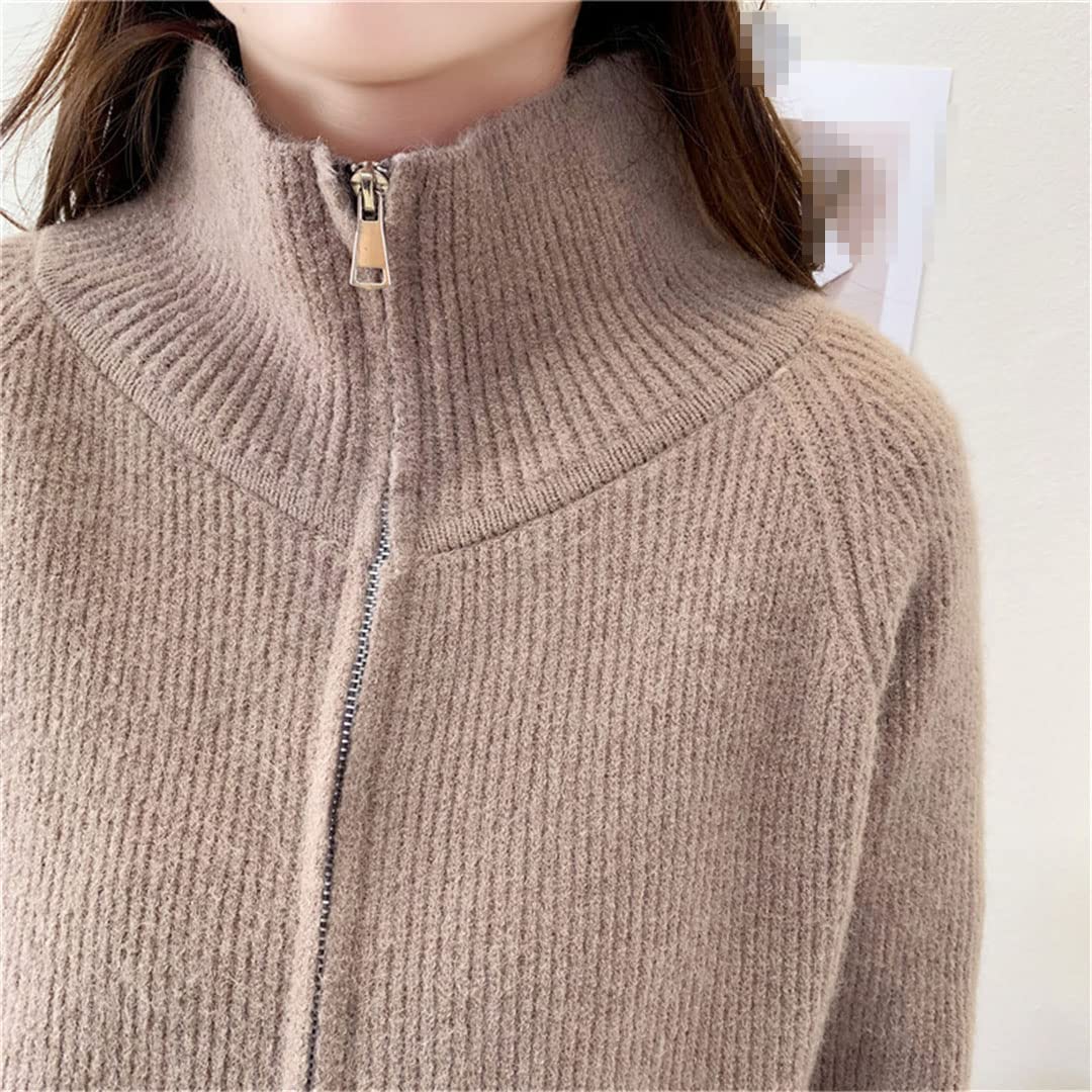 Chaqueta de punto con cremallera para mujer, estilo coreano, otoño/invierno