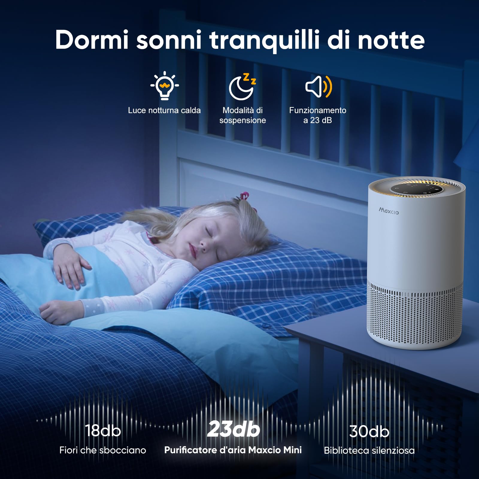 GoveeLife Mini Purificatore D'aria Per Camera Da Letto, HEPA, Controllo App E Alexa, Anti Odori E Peli Animali