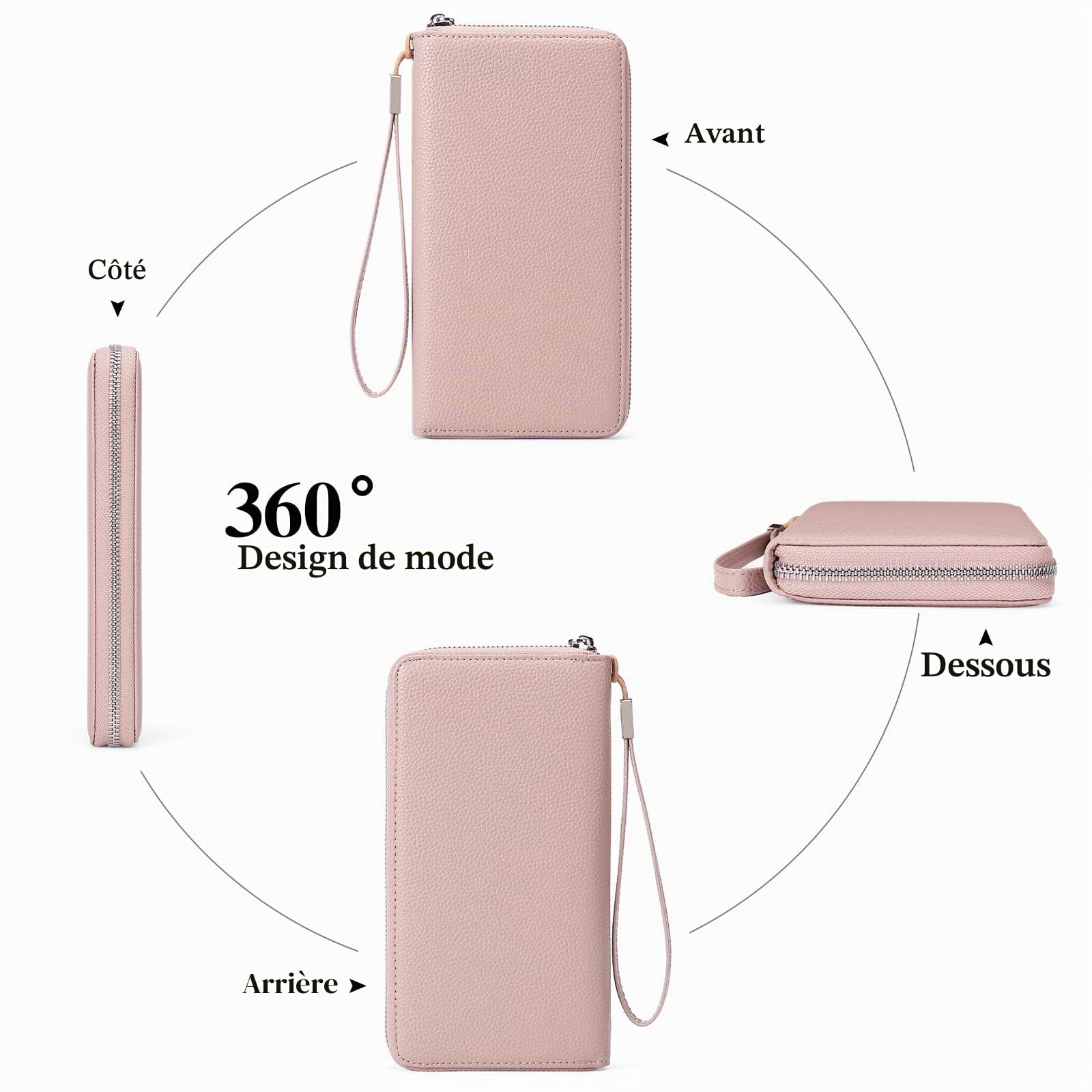 GAEKEAO Portefeuille Femme Cuir Grande Capacite Porte Monnaie Femmes avec RFID Blocage, avec 17 emplacements Cartes Compris et Porte-chéquiers Femmes