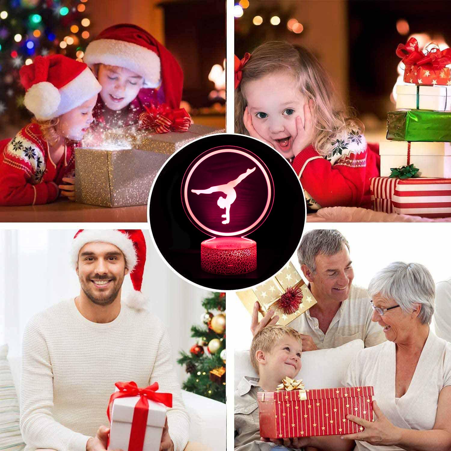 Regalo de Gimnasia, Luz de noche 3d LED lámpara con control remoto 16 colores que cambia para niños niñas niños Mujeres Adultos (Gimnasia)
