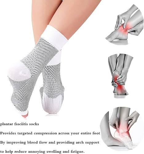 Miniatura 4 de 6 pares de calcetines de neuropatía, calcetines de compresión de tobillo y tendinitis, fascitis plantar, dolor de neuropatía, soporte para mujeres y