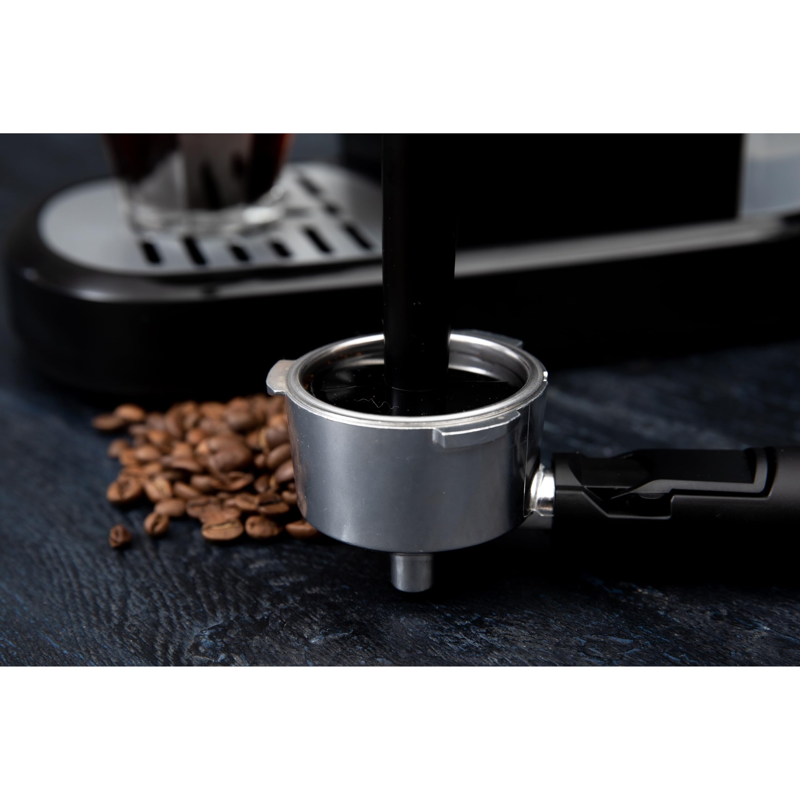 Gastronoma 18110002 - Cafetera espresso con café molido y espumador de leche - Cafetera con granos molidos - Negro