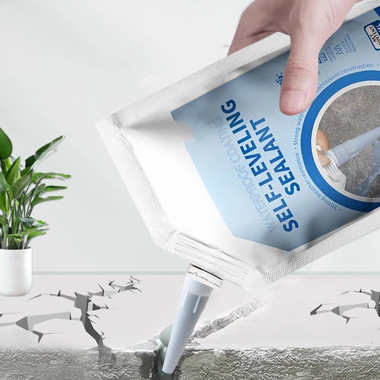 Sellante Autonivelante | 400ml Sellador Elástico Impermeable para Asfalto y Pavimento | Sellador Para Nivelación De Lechada Y Calafateo,Para Asfalto Suelos Paredes