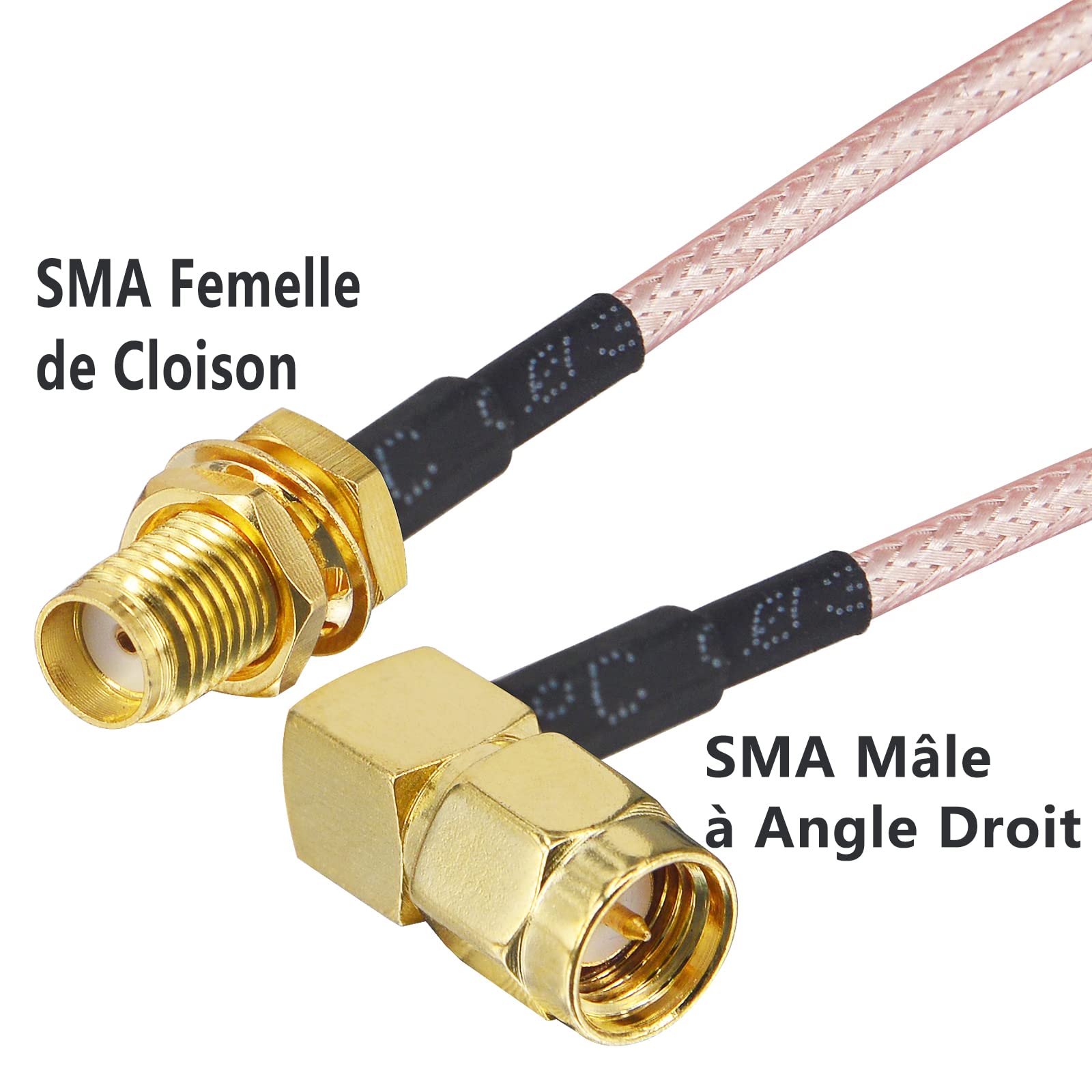 Câbles Antenne SMA Mâle Vers Mâle – Lot De 2, Longueur 1 M, RG316 – Pour Radio, SDR, Drone FPV, Amplificateur