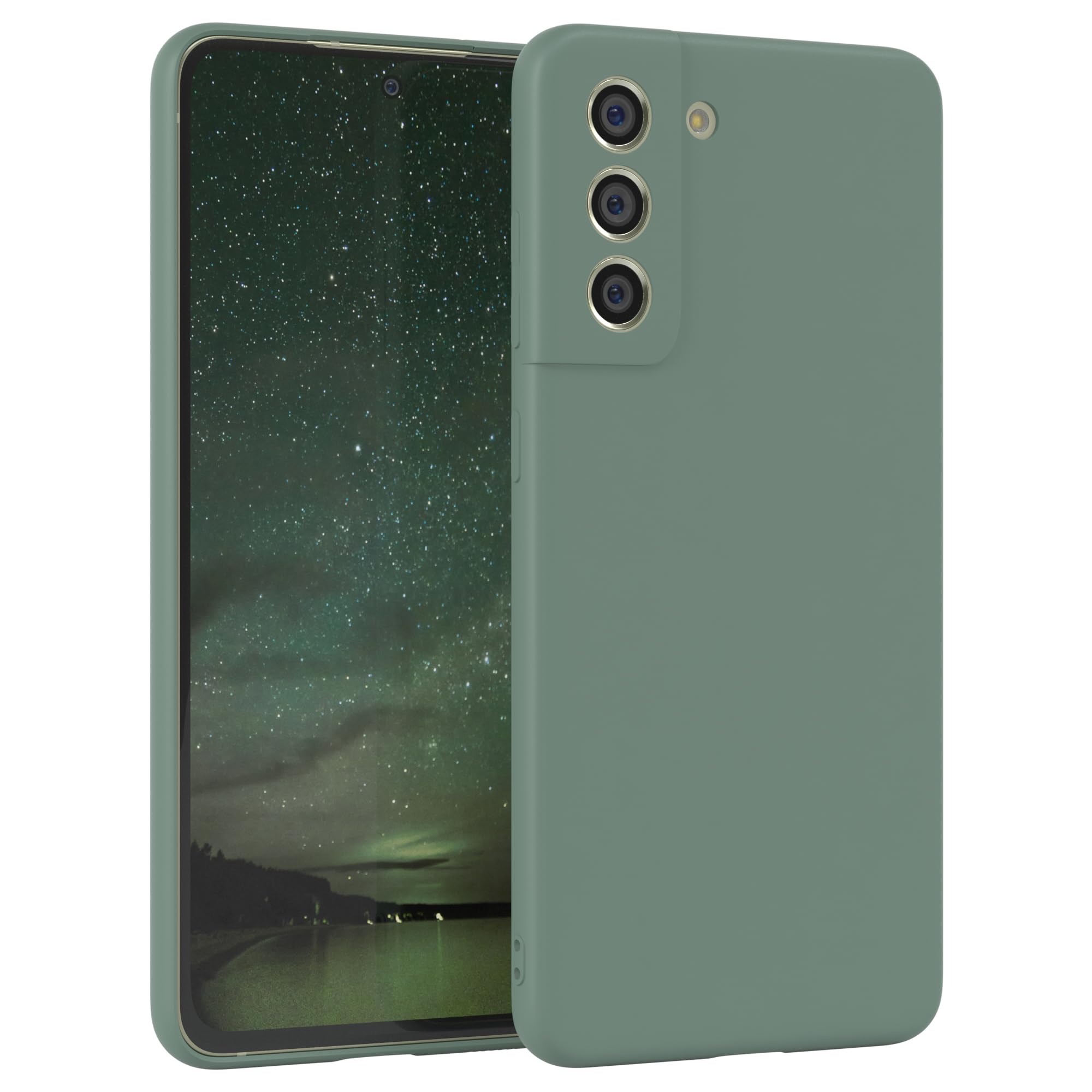 EAZY CASE Silikonhülle für Galaxy S21 FE 5G – Mitternacht Grün Matt, TPU-Bumper